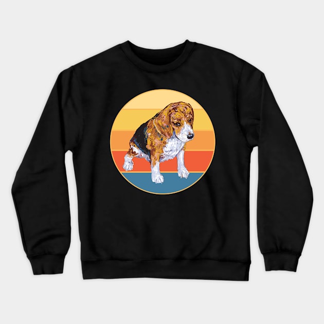 Cute Beagle Dog Breed Vintage Retro Sunset Animal Pet Crewneck Sweatshirt by Inspirational And Motivational T-Shirts